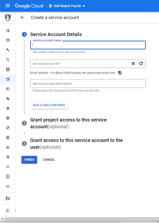 service account details